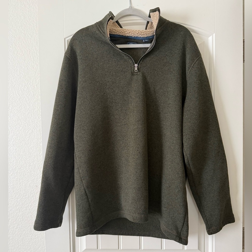Men’s Arrow USA 1851 Green Quarter Zip Fleece Pullover Size XL